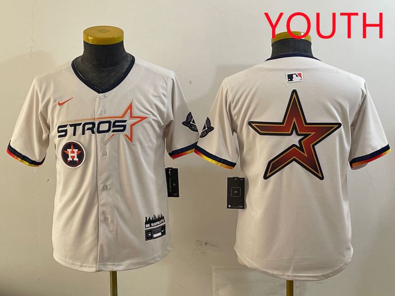 Youth Houston Astros Blank Cream three generations Joint Name 2025 Nike MLB Jersey style 41414->youth mlb jersey->Youth Jersey